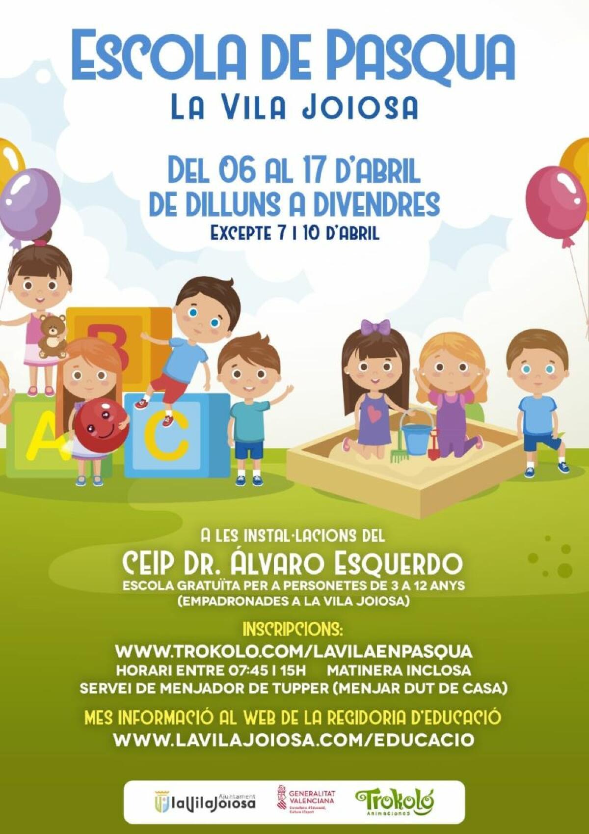 La concejalía de Educación del Ayuntamiento de la Vila Joiosa organiza la ‘Escuela de Pascua’