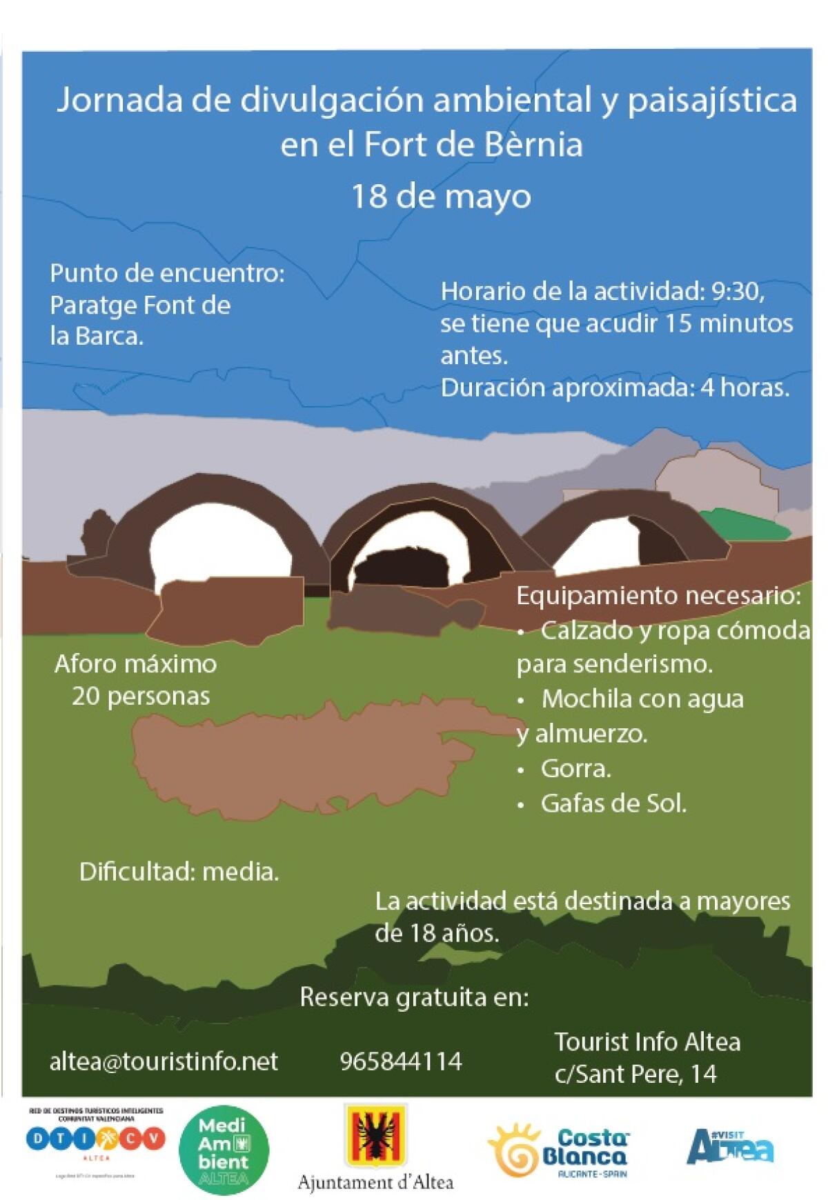 Turismo y Medio Ambiente organizan una jornada de divulgación ambiental y paisajística en el “Fort de Bèrnia”