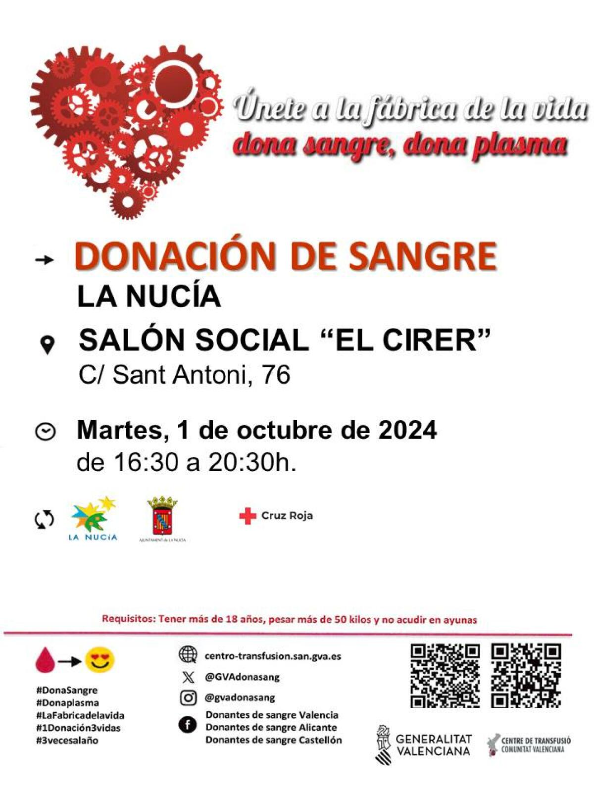 Primera donación de sangre de otoño el próximo martes 1 de octubre  