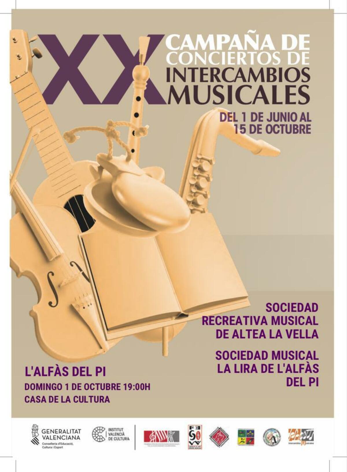 Concierto gratuito el domingo de las Sociedades Musicales la Lira de l’Alfàs y de Altea la Vella