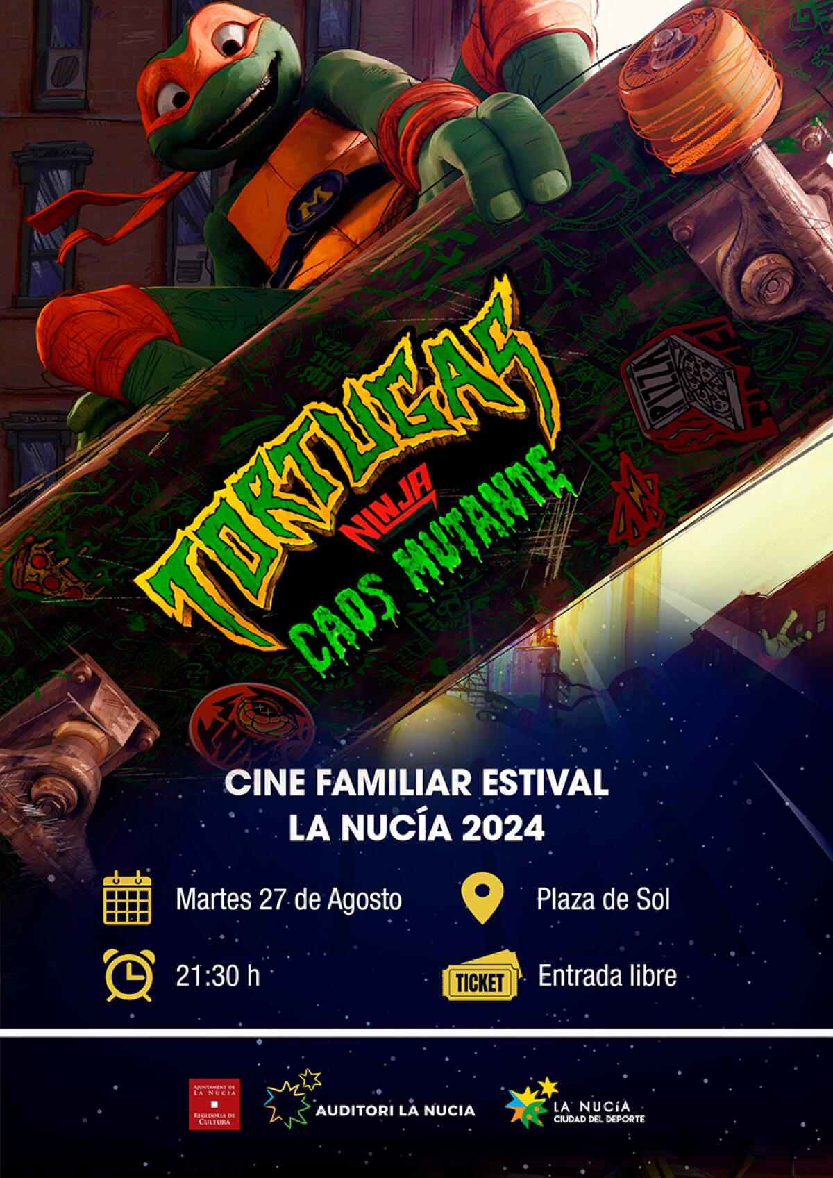 La película “Ninja Turtles. Caos Mutante” mañana en la plaza del Sol 