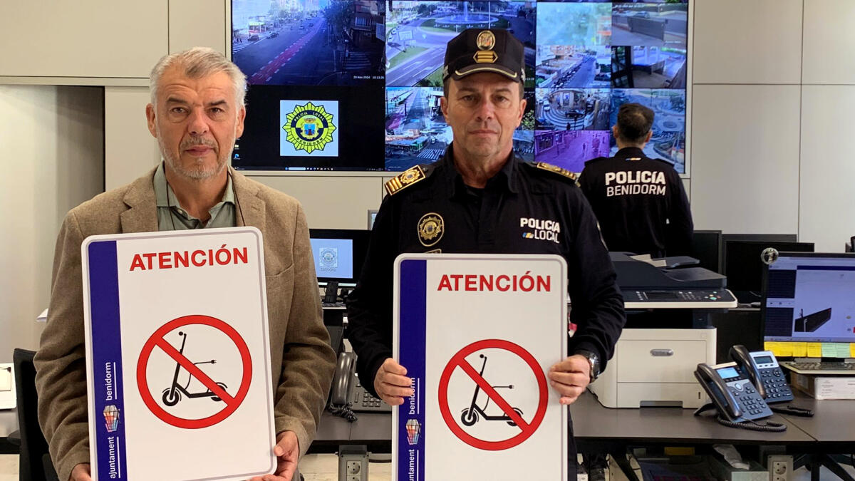 Benidorm intensifica el control sobre el uso de patinetes en zonas peatonales reforzando la señalización y la presencia policial