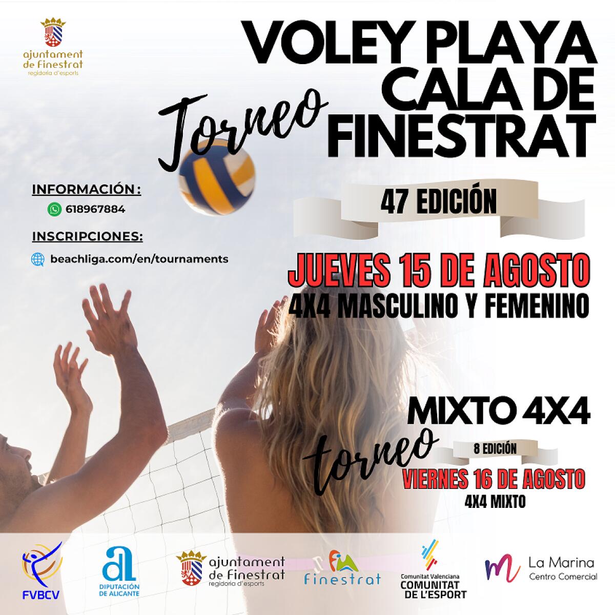 ESTE JUEVES 15 DE AGOSTO SE DISPUTA EN LA CALA DE FINESTRAT EL TORNEO DE VOLEY PLAYA 4 X 4 MÁS ANTIGUO DE ESPAÑA 