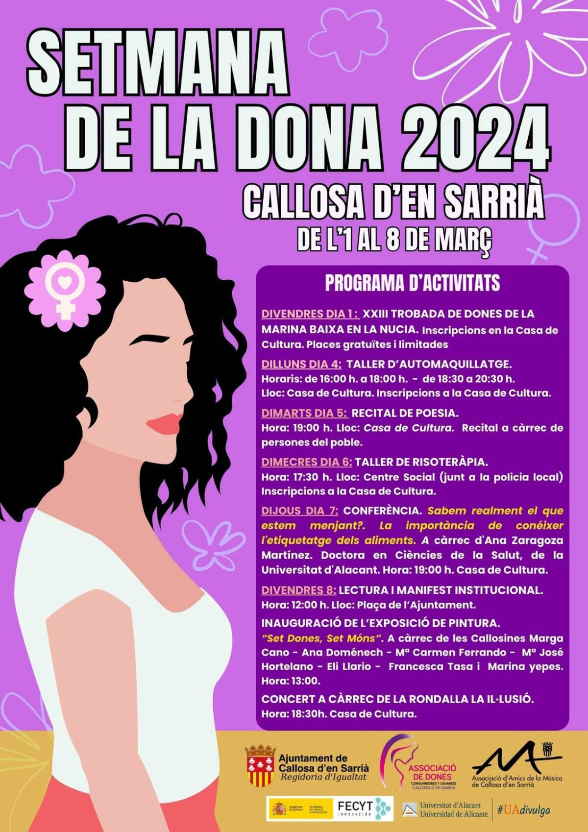 Presentadas las actividades de la Semana de la Mujer 2024 en Callosa d’en Sarrià 