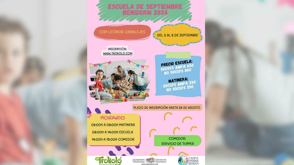 Benidorm estrena ‘Escuela de Septiembre’ para favorecer la conciliación la primera semana del mes 