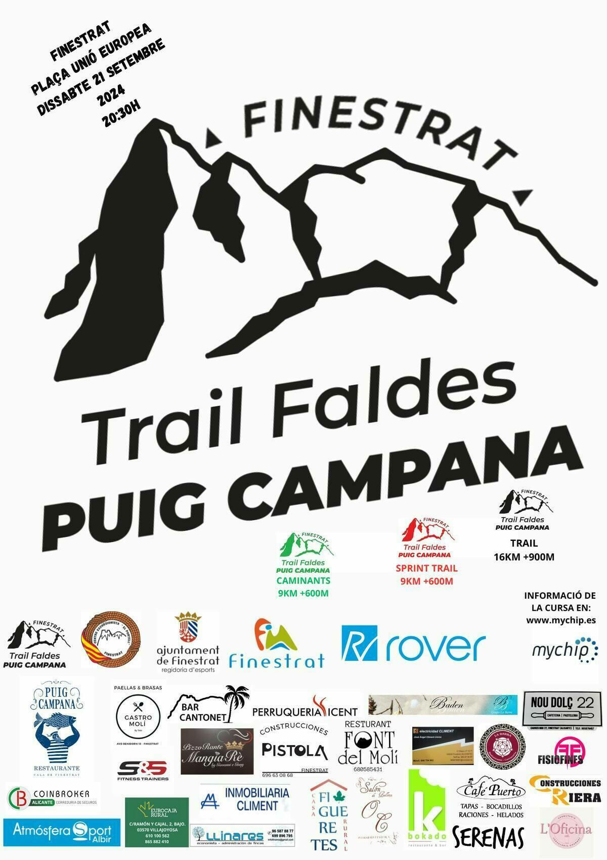 ÚLTIMA SEMANA PARA APUNTARSE A LA “TRAIL NOCTURNA FALDES DEL PUIG CAMPANA” QUE SE DISPUTA EL SÁBADO 21 DE SEPTIEMBRE