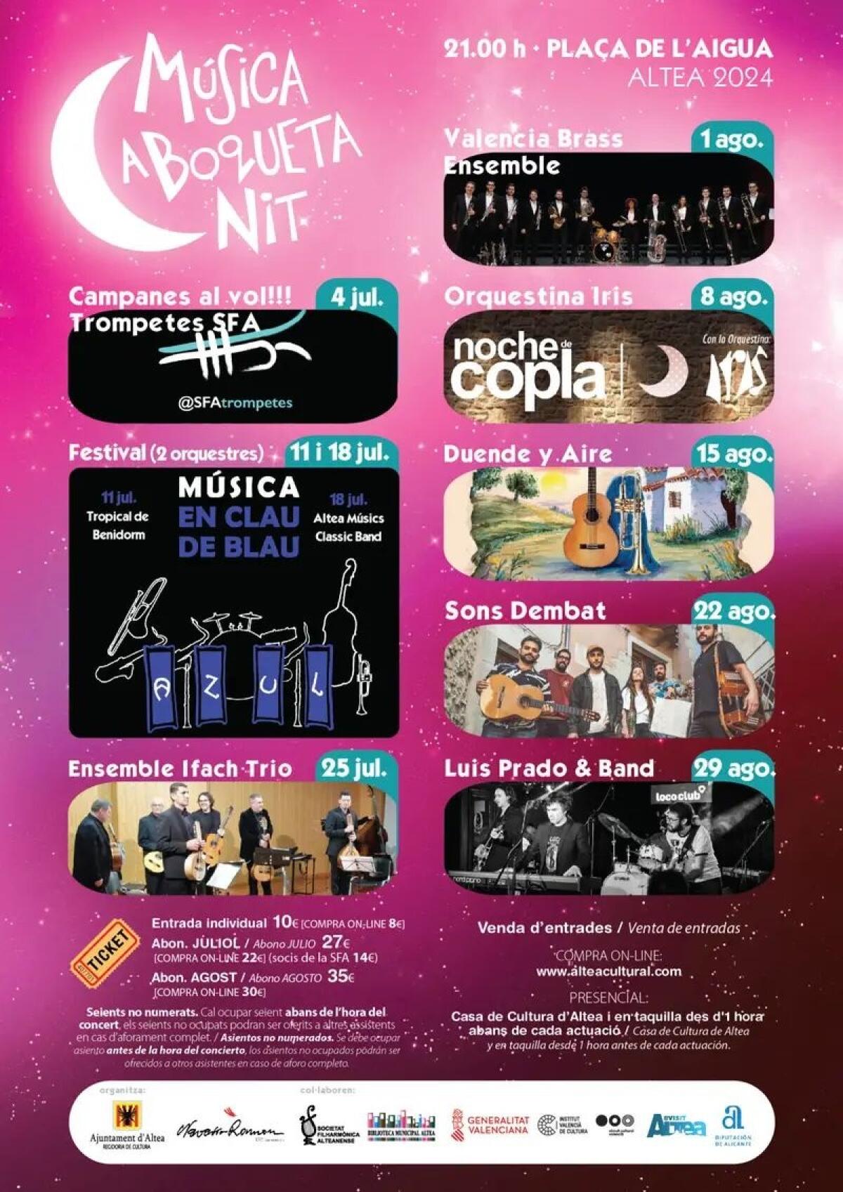 “Música A Boqueta Nit” presenta nueve conciertos de diferentes estilos para  los jueves de julio y agosto