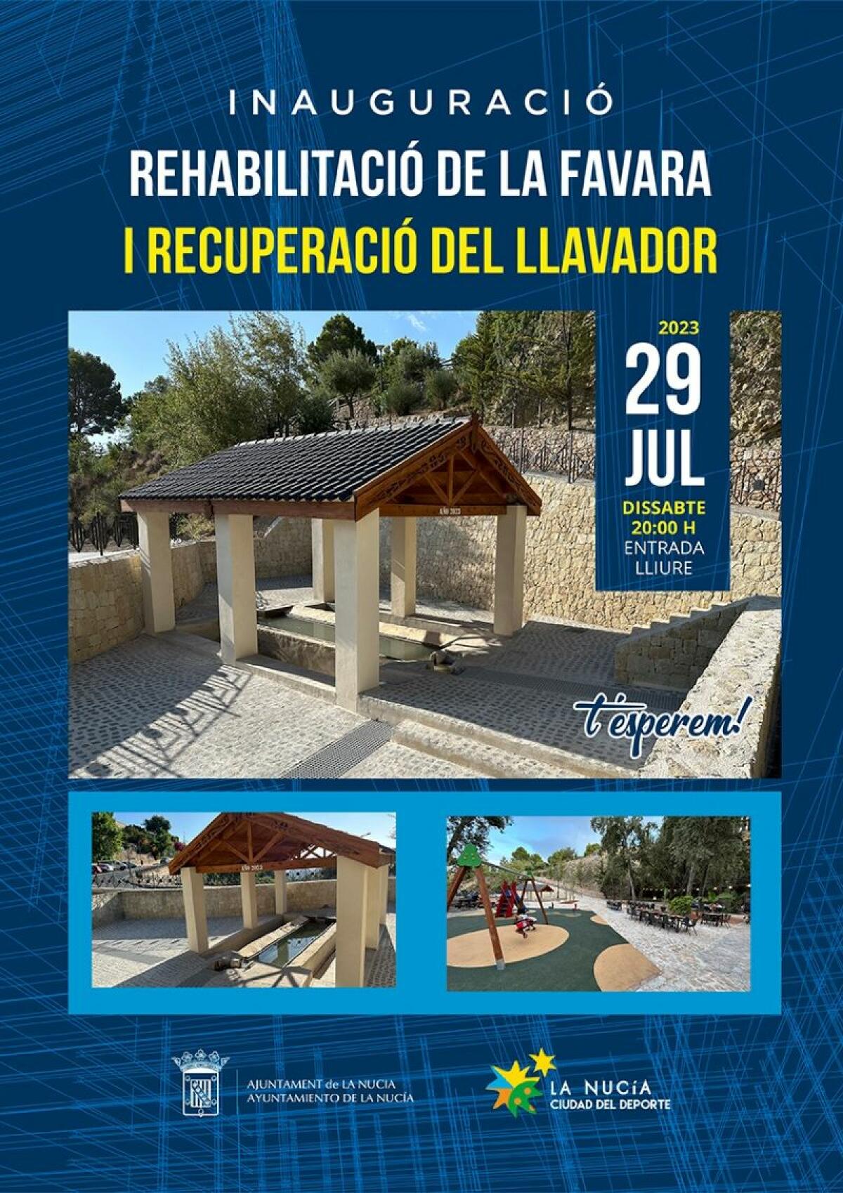 Mañana inauguración de la “Rehabilitació de la Favara i Recuperació del Llavador” 