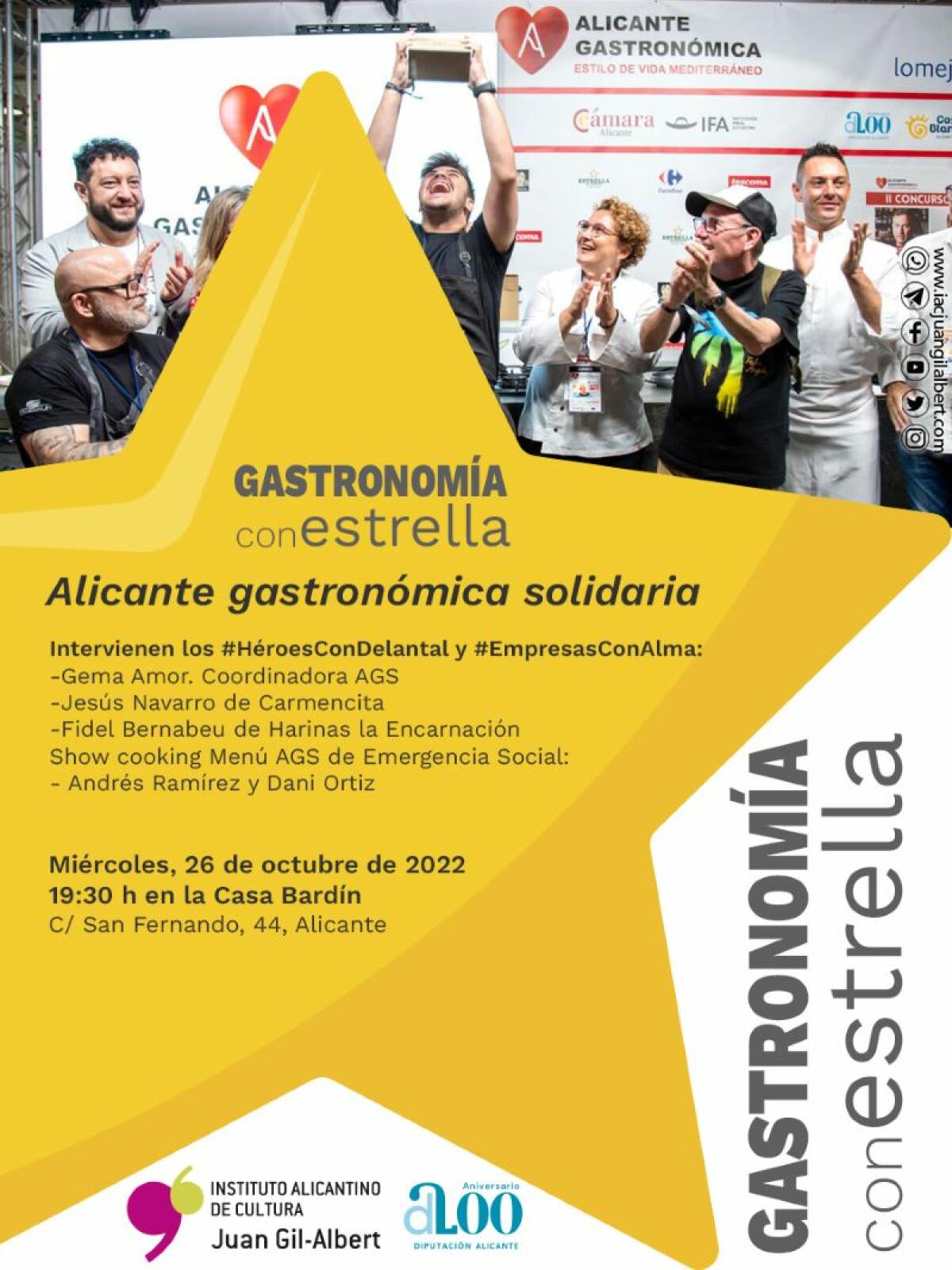 El Instituto Juan Gil-Albert organiza una conferencia sobre el proyecto “Alicante Gastronómica Solidaria”