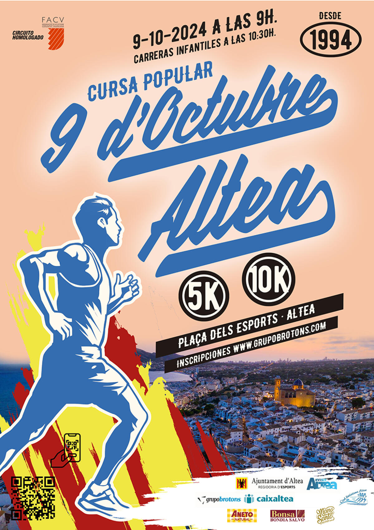 Deportes, Grupo Brotons y Club Atletisme Altea presentan la trigésima edición de la  Carrera 9 d’Octubre