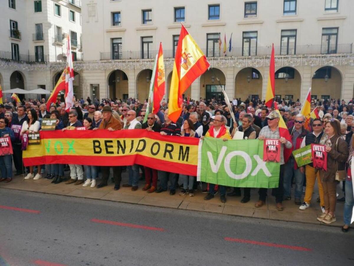 Masiva concentración de VOX en la plaza del Ayuntamiento de Alicante para pedir a Sánchez que se vaya