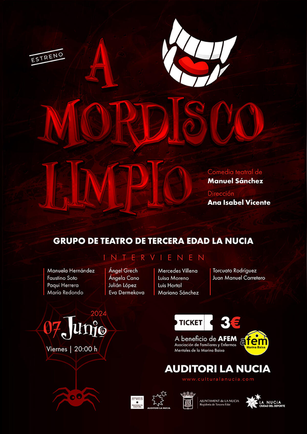 Este viernes el Grupo Teatro 3ª Edad estrena “A Mordisco Limpio” en l’Auditori 