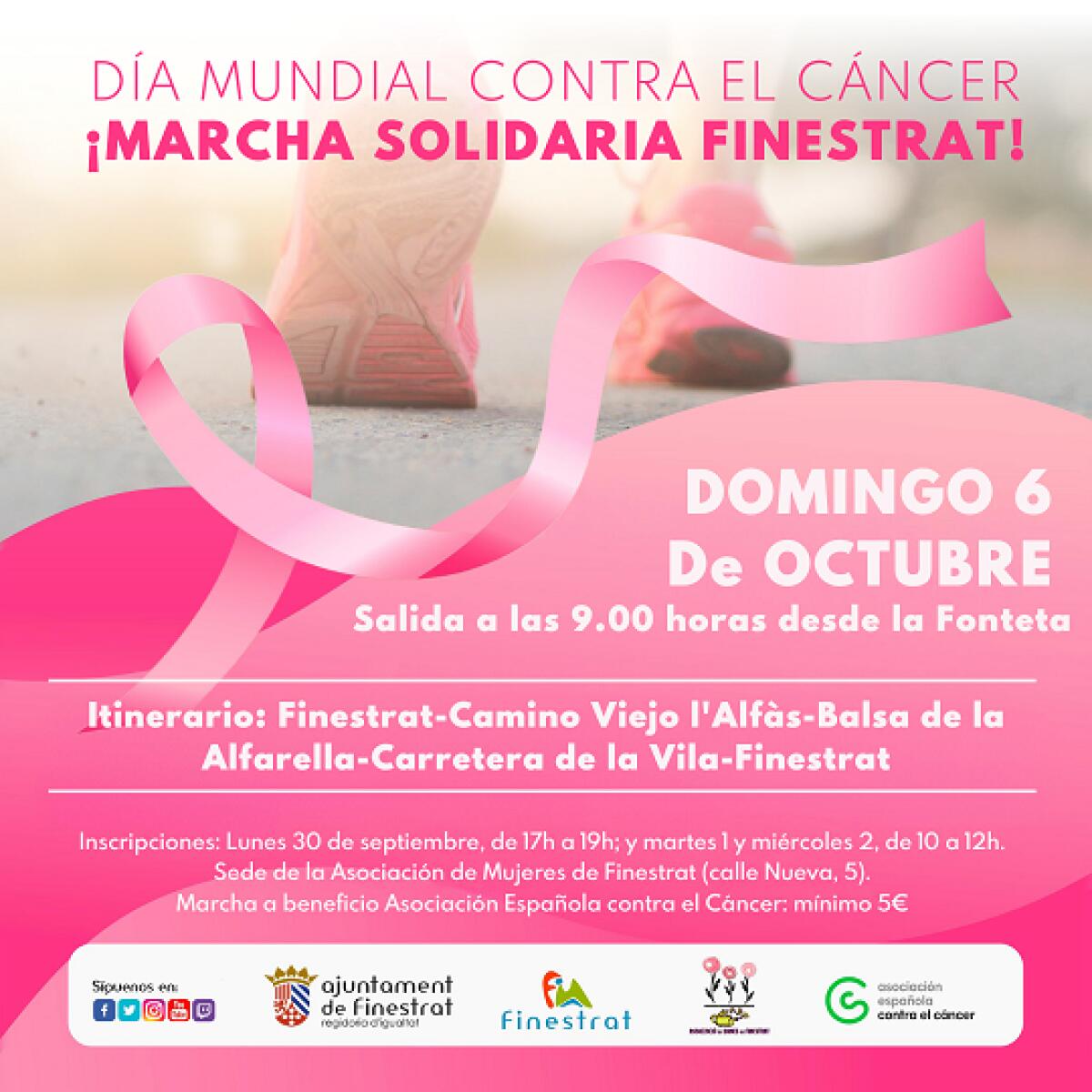 MARCHA SOLIDARIA EN FINESTRAT POR EL DÍA MUNDIAL CONTRA EL CÁNCER 