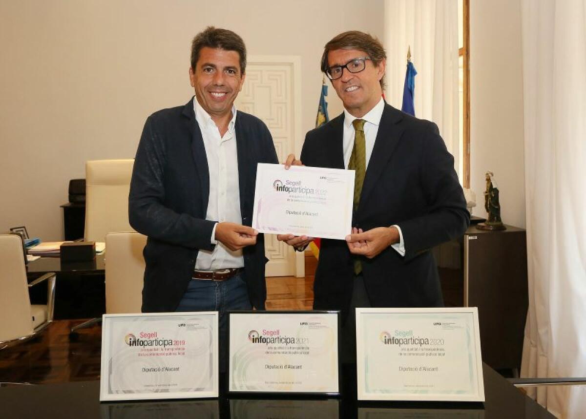 La Universidad de Barcelona y el CEU premian a la Diputación de Alicante como la más transparente de la Comunitat Valenciana