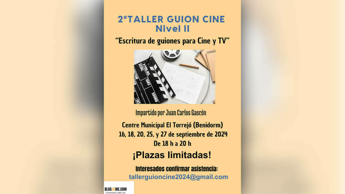 Todavía quedan plazas libres para inscribirse en el ‘Taller de Escritura de Guiones’ para cine y TV