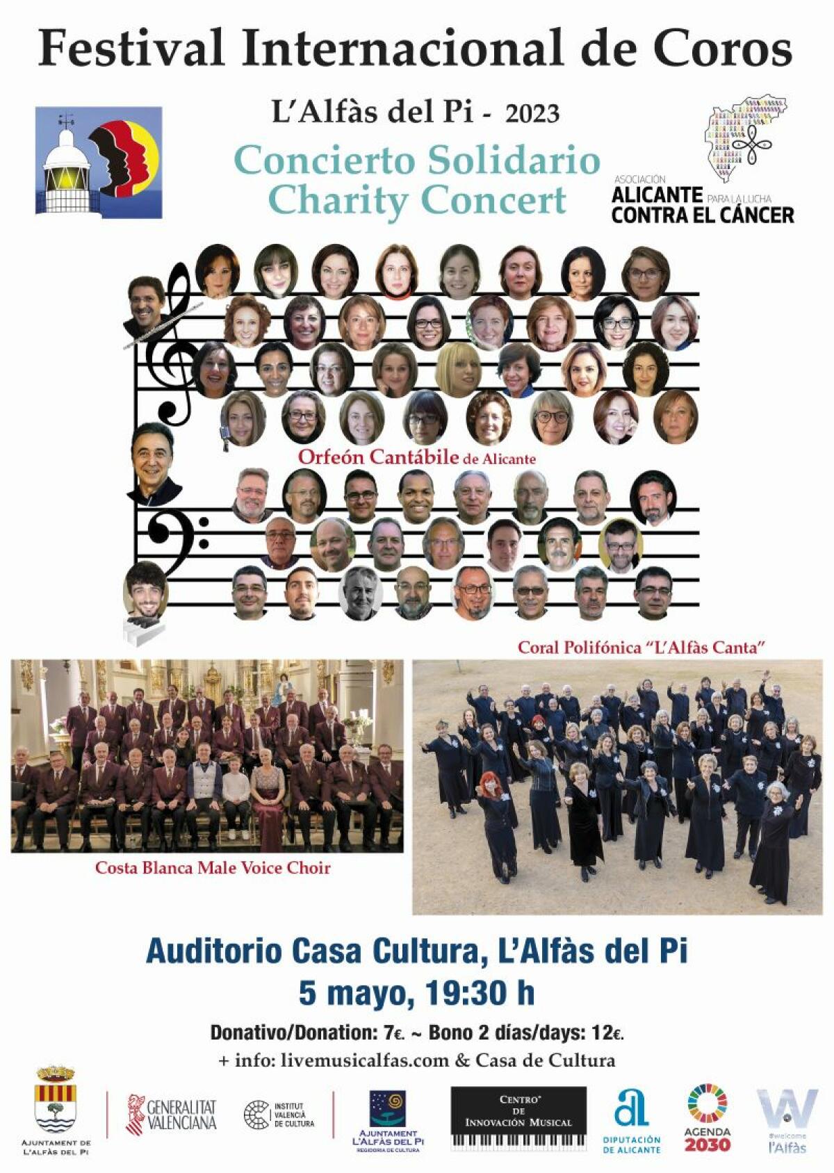 El Festival Internacional de Coros de l’Alfàs 2023 ofrece dos conciertos solidarios los días 5 y 6 de mayo