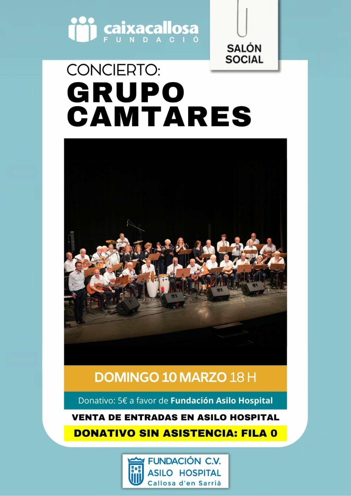 Agotadas las entradas para disfrutar del concierto del Grupo CAMtares, a beneficio de la Fundación Asilo Hospital de Callosa d’en Sarrià