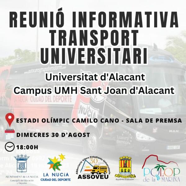 Reunión informativa sobre transporte universitario para estudiantes de La Nucía y comarca 