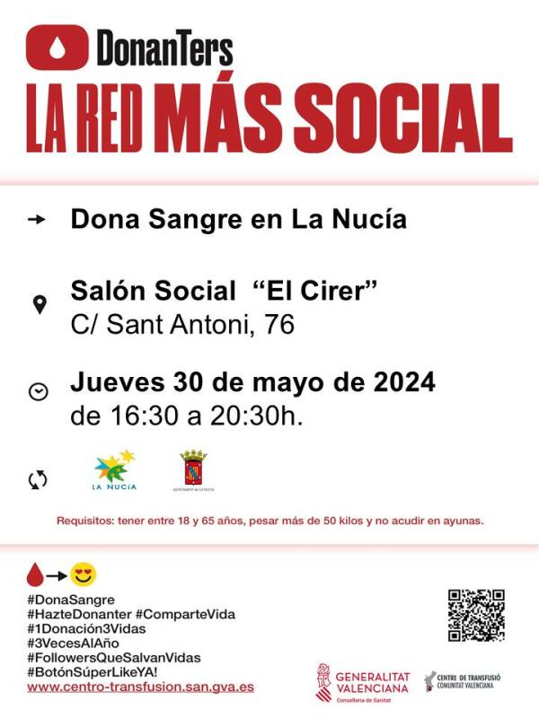 Nueva donación de sangre este jueves “El Cirer”  