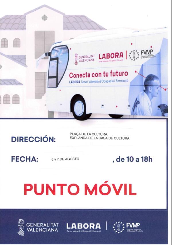 El bus oficina de Labora estará en l’Alfàs los días 6 y 7 de agosto para informar sobre empleo y formación 