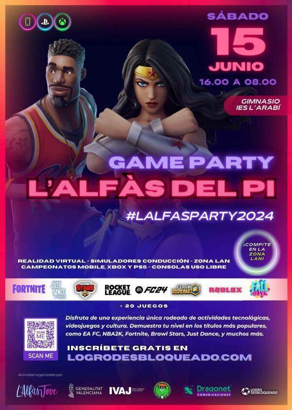 L’Alfàs Party es un evento tecnológico de videojuegos con cinco zonas diferentes -Realidad Virtual, Simuladores de Conducción, Zona LAN, Campeonatos Mobile, Xbox, PS5 y consolas de uso libre- para intentar atraer a jóvenes de todas las edades. 
