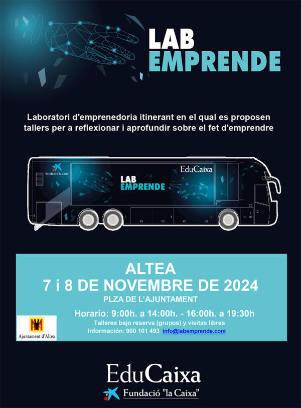 El taller itinerante “LABENPRENDE” estará en Altea los días 7 y 8 de noviembre