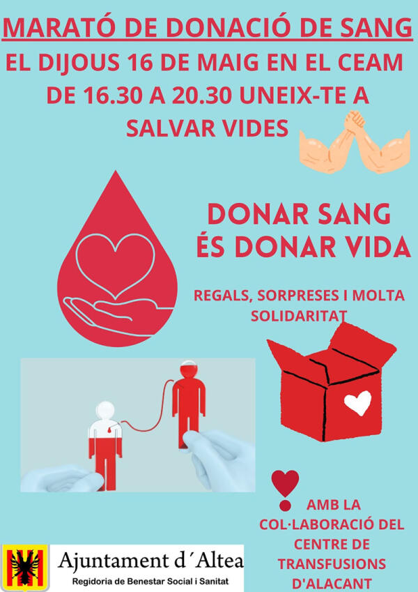 Sanitat presenta una Marató de Donació de Sang per al dijous 16 de maig