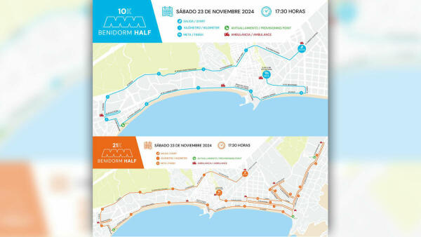 La Benidorm Half 2024 presenta el recorrido para las pruebas de 10K y 21K  