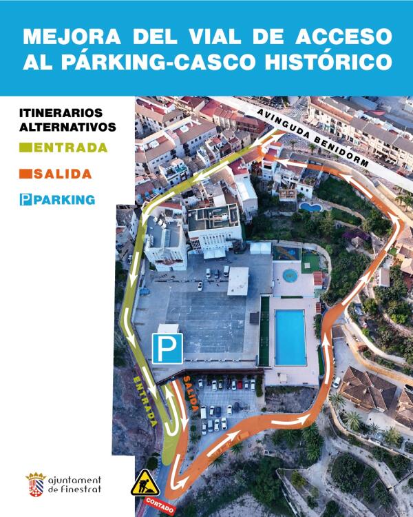 EMPIEZAN LAS OBRAS DEL VIAL DE ACCESO AL PÁRKING DEL CASCO HISTÓRICO DE FINESTRAT, EN LA SUBIDA POR “LA PENYA DEL RETOR”