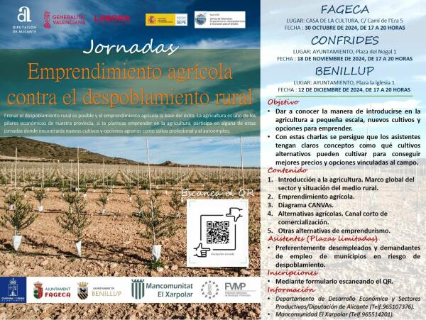 La Diputación impulsa unas jornadas sobre emprendimiento agrícola contra el despoblamiento rural  