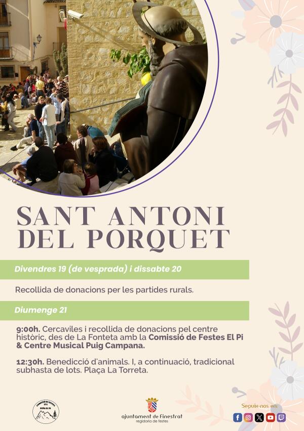 FINESTRAT CELEBRA EL DOMINGO 21 DE ENERO LA FIESTA DE SANT ANTONI DEL PORQUET 