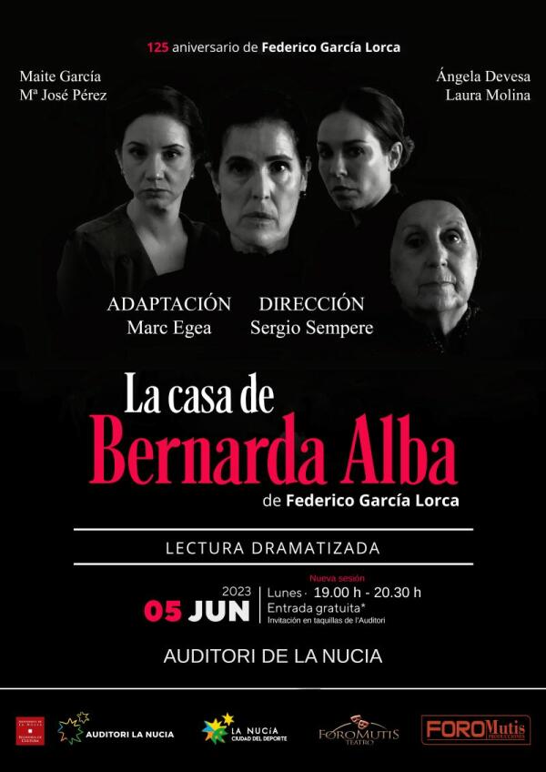 Esta tarde “La Casa de Bernarda Alba” en l’Auditori de La Nucia