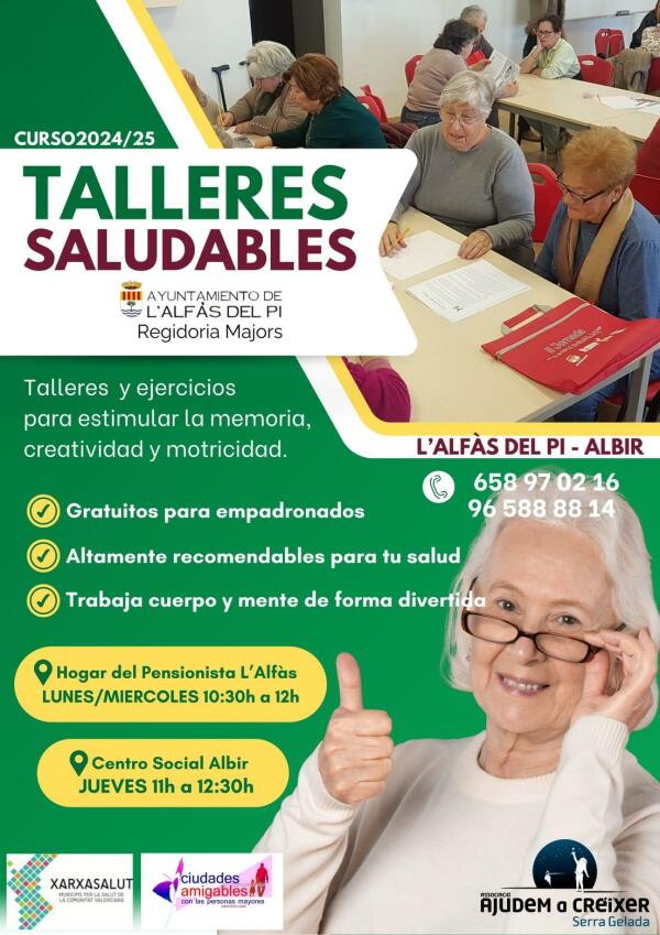 L'Alfàs oferta más de 50 Talleres Saludables gratuitos para las personas mayores residentes en el municipio 