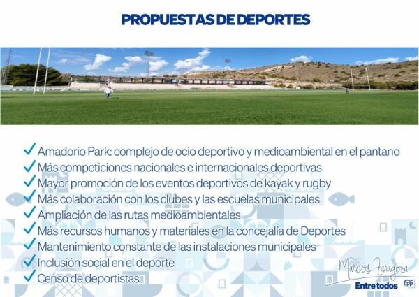 Marcos Zaragoza propone crear el Amadorio Park, un complejo de ocio deportivo y medioambiental para todos los públicos en la zona del pantano  