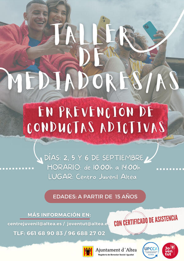 Nueva edición del Taller de Medioadores y  Mediadoras en Prevención de Conductas Adictivas 