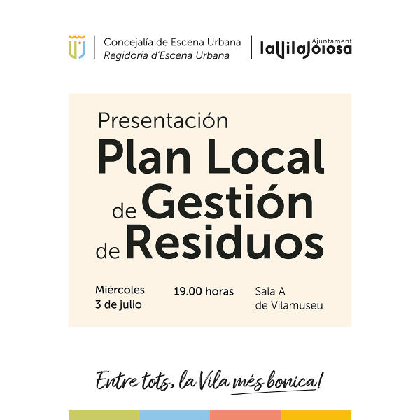 El Ayuntamiento de Villajoyosa presenta el Plan Local de Gestión de Residuos Urbanos con el fin de mejorar el servicio de limpieza en el municipio