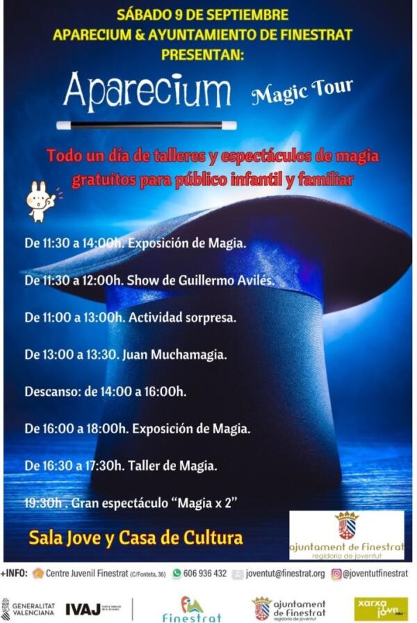 ESTE SÁBADO 9 DE SEPTIEMBRE LLEGA LA MAGIA A FINESTRAT CON “APARECIUM MAGIC TOUR” 