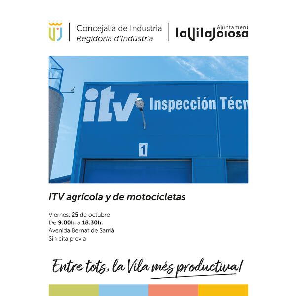 El servicio de ITV agrícola y de ciclomotores llegará a Villajoyosa el próximo 25 de octubre