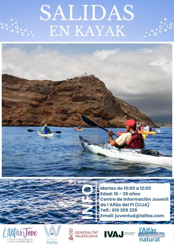 Juventud presenta una nueva edición de su programa de salidas gratuitas en kayak por la Serra Gelada 