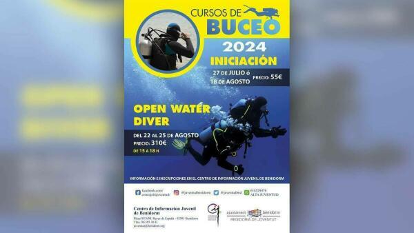 Juventud organiza este verano un curso de buceo de iniciación y otro en aguas abiertas 