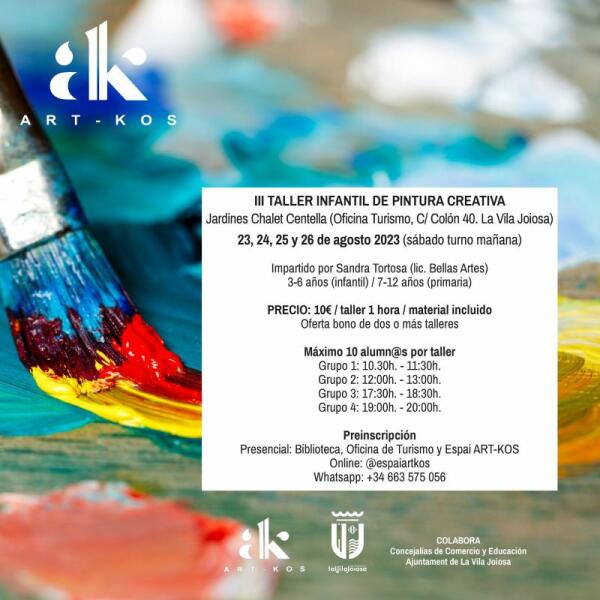 Hoy empieza el III taller infantil de pintura creativa dirigido a niños y niñas de entre 3 y 12 años 