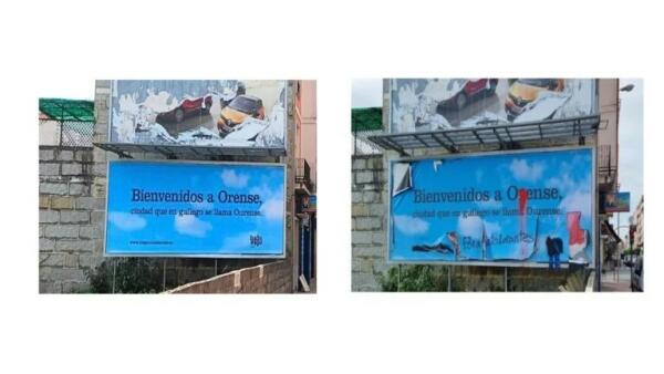 Declaran en Orense como investigados por vandalizar una valla de Hablamos Español