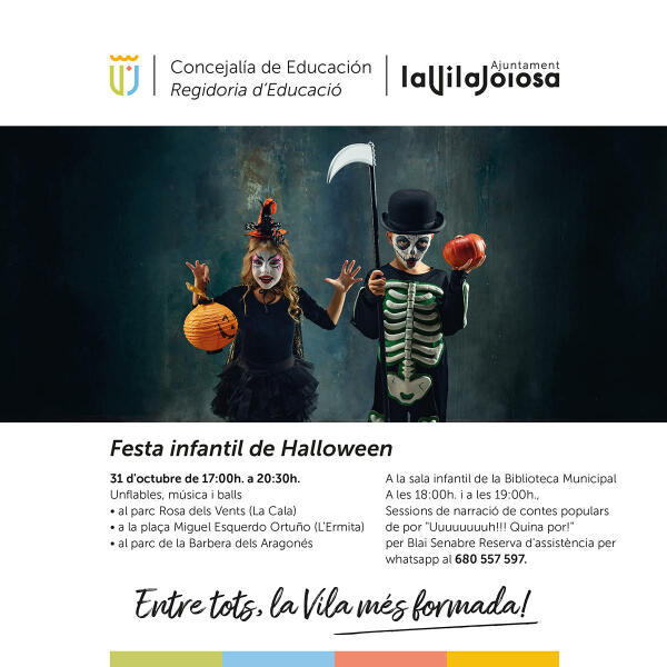 El Ayuntamiento de Villajoyosa organiza tres fiestas infantiles de Halloween para los más pequeños en diversas localizaciones del municipio 