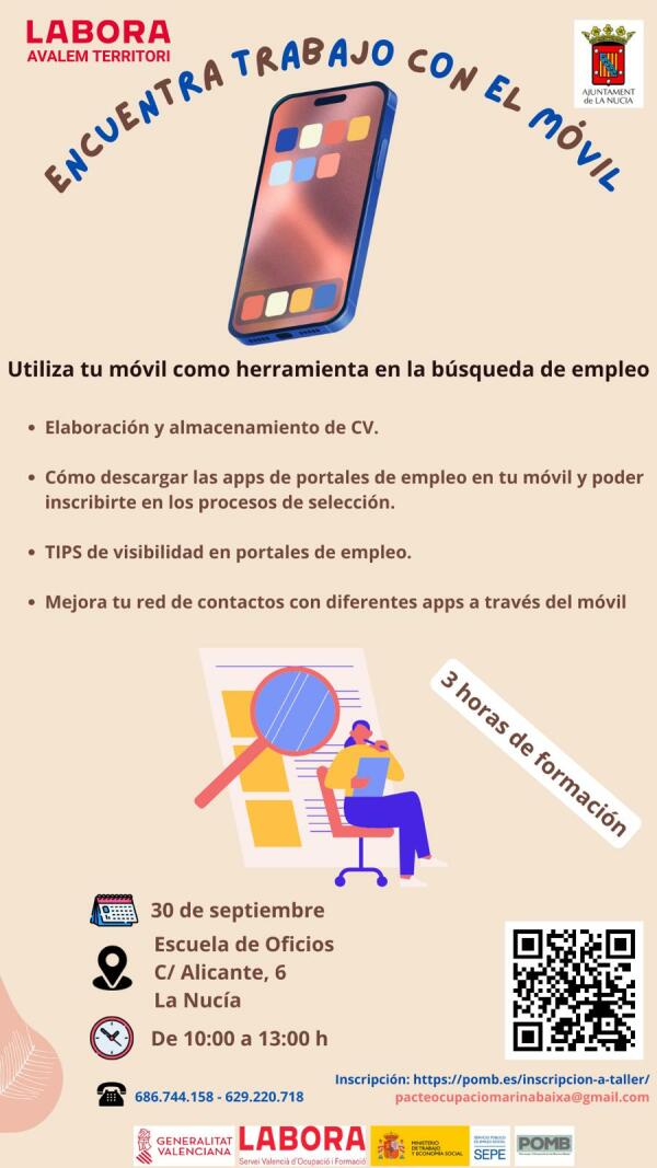 Curso para “encontrar trabajo con el móvil” el próximo lunes en la Escuela de Oficios 