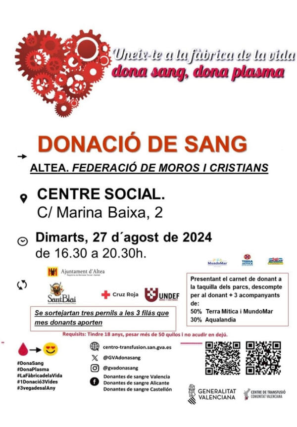 Altea acoge una nueva jornada de donación de sangre previa a las Fiestas Patronales